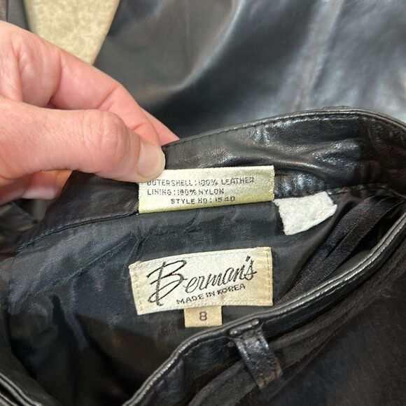 Vintage Berman’s Korea Leather High Rise Ankle Women Pants VTG 8 Approx 4 Petite - Picture 10 of 11